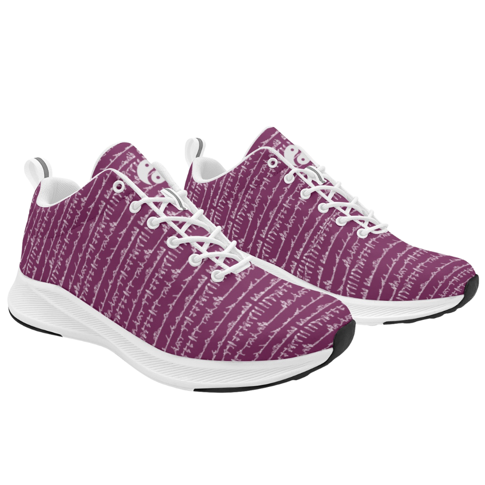 Bikram Ember women's runners in a deep purple with a textured, pattern design and white soles, featuring lace-up closure.