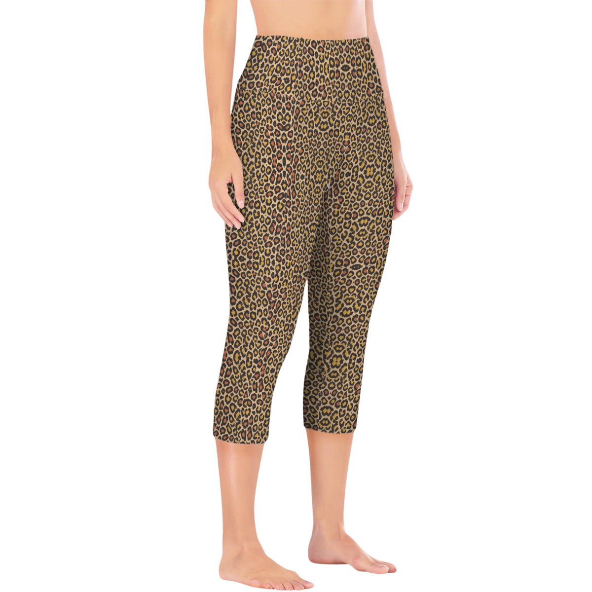 Wild Leopards iSquared Pocket Capri leggings with high-rise waist, mid-calf length, and two side pockets