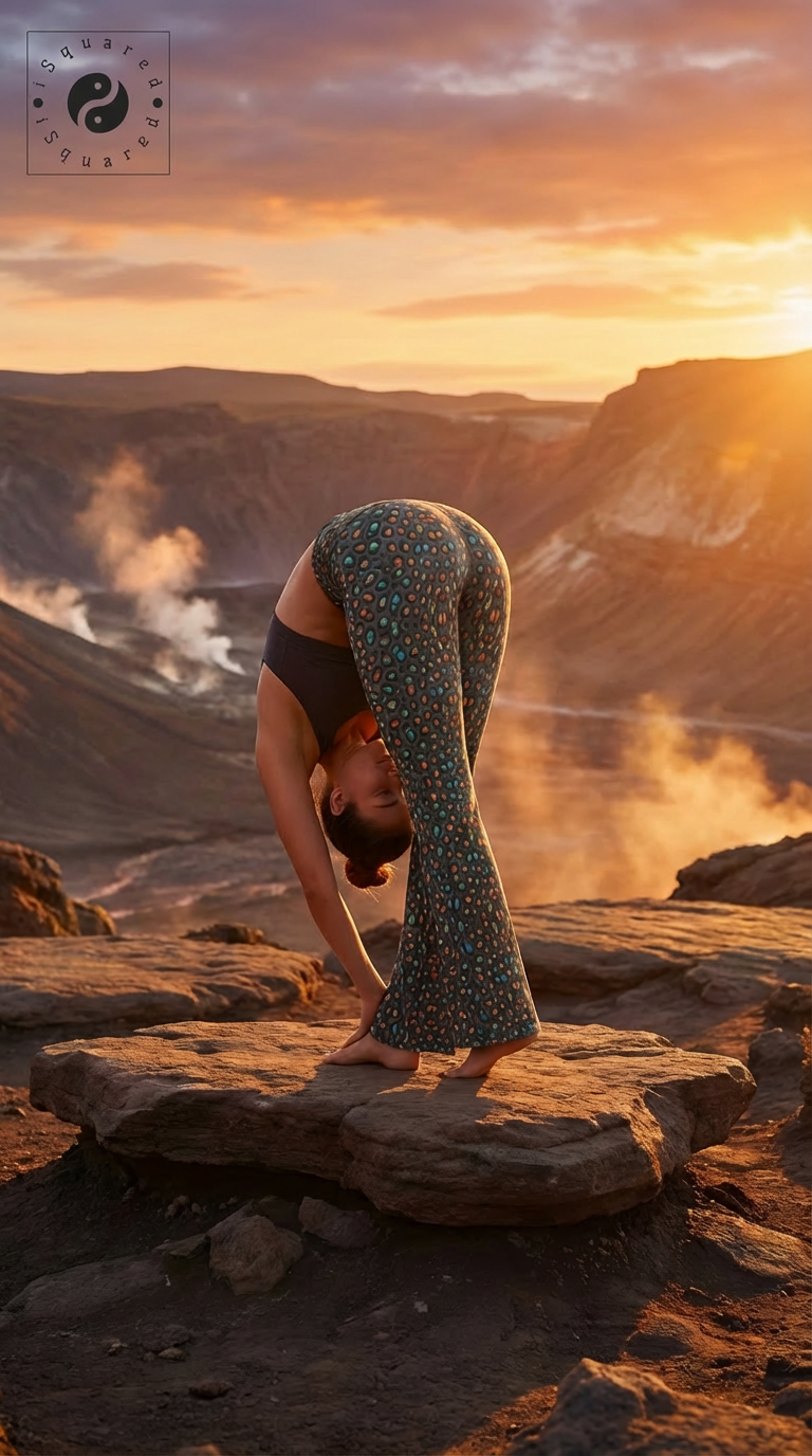 Cross waisted flare leggings in a vibrant wild leopard print, featuring an array of blue, orange, and green tones.