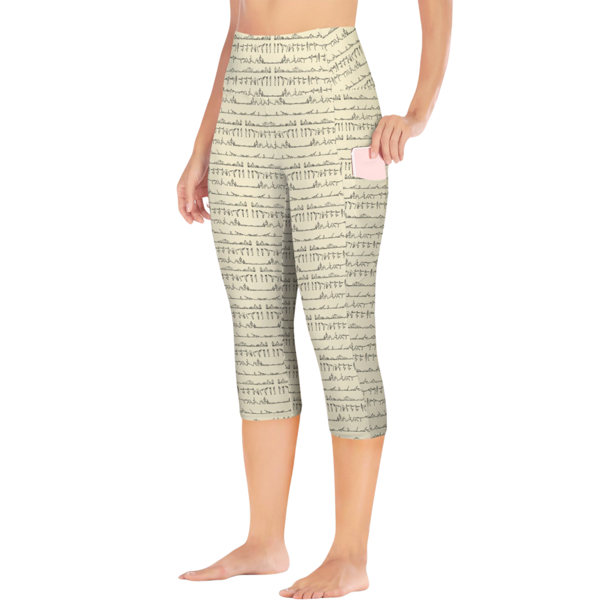 Bikram Pastel iSquared Pocket Capri leggings with high-rise waistband, mid-calf fit, and dual side pockets