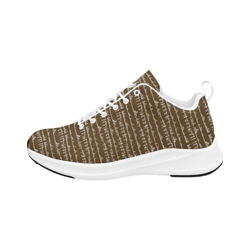 Bikram Ember iSquared Men Runners with a brown patterned upper and white sole, featuring breathable faux suede.