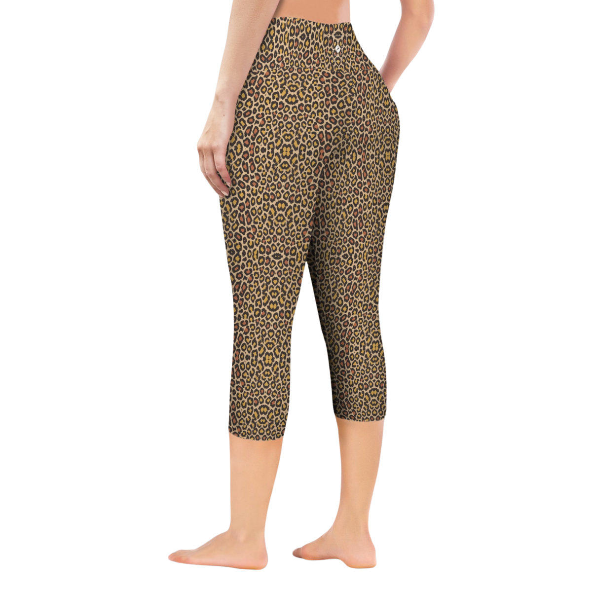 Wild Leopards iSquared Pocket Capri leggings with high-rise waist, mid-calf length, and two side pockets
