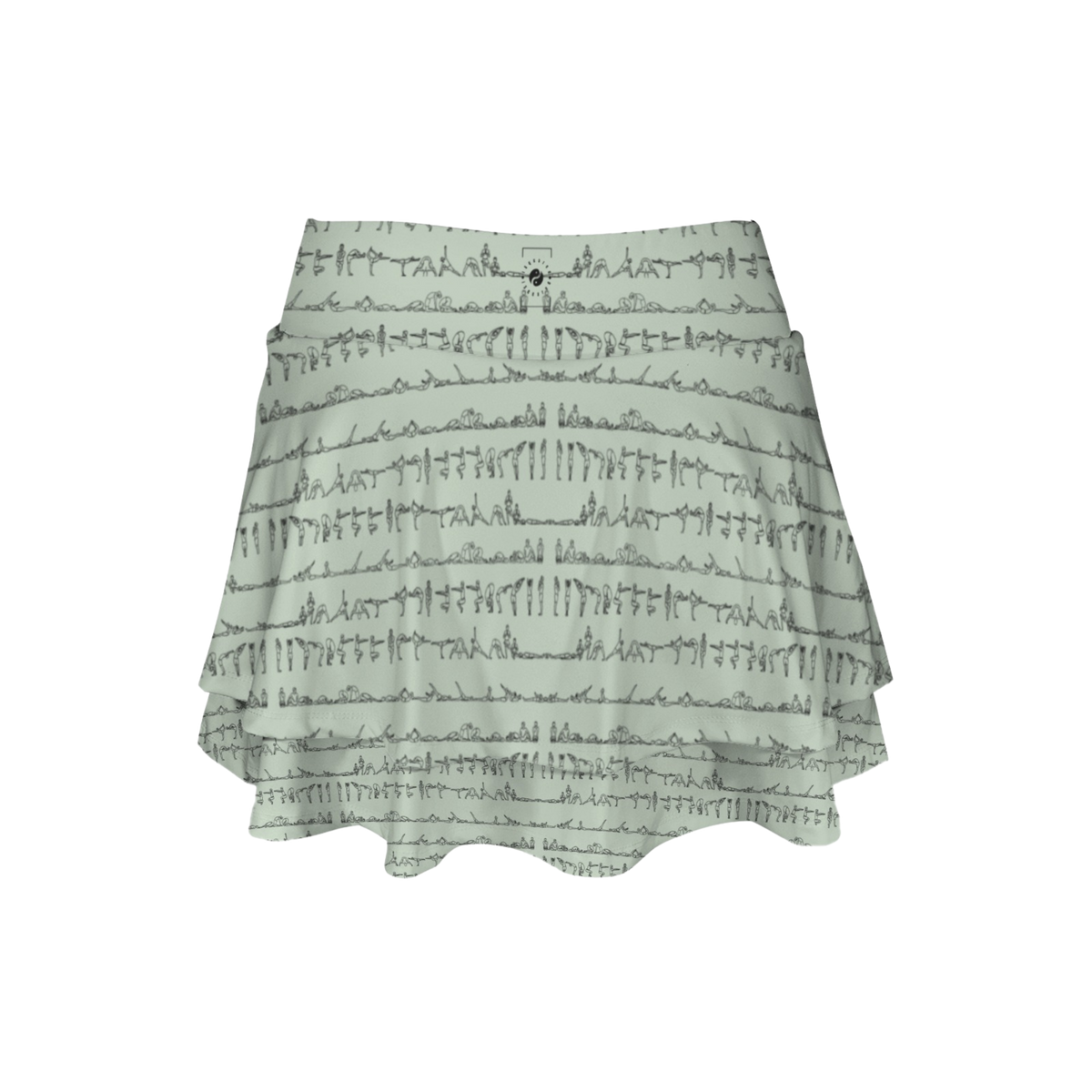 Bikram Pastel iSquared Ruffle Skirt with high waist, layered ruffle hem, and built-in shorts liner