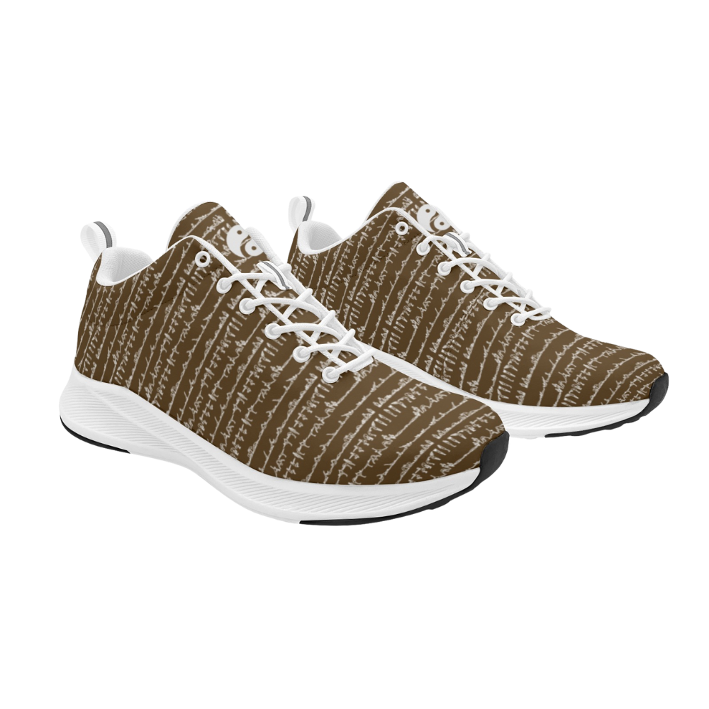 Brown and white patterned iSquared Men Runners with a faux suede upper, white laces, and a durable rubber outsole.