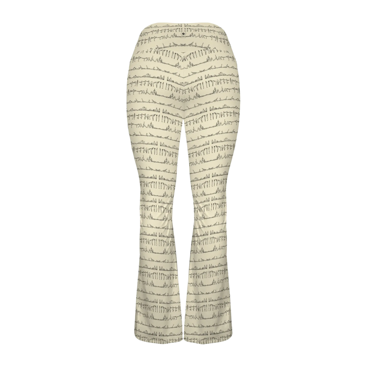 Bikram Pastel Cross Waisted Flare Leggings with crossover waistband, V seam, and flare leg silhouette