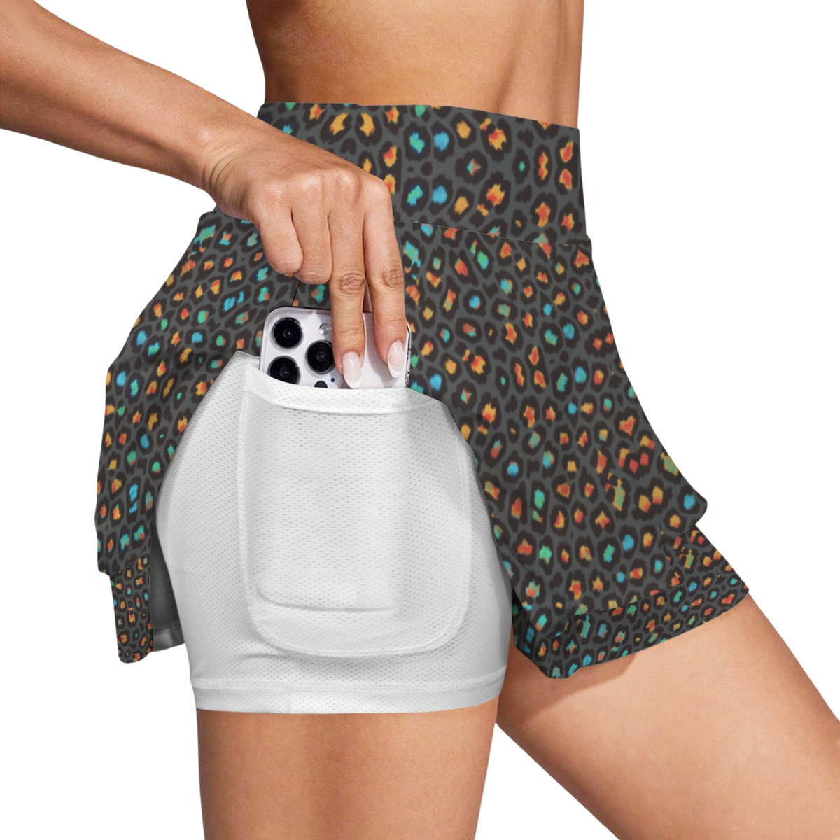 Wild Leopards iSquared Ruffle Skirt with high waist, layered ruffles, and built-in shorts
