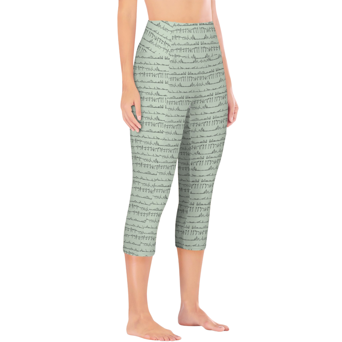 Bikram Pastel iSquared Pocket Capri leggings with high-rise waistband, mid-calf fit, and dual side pockets
