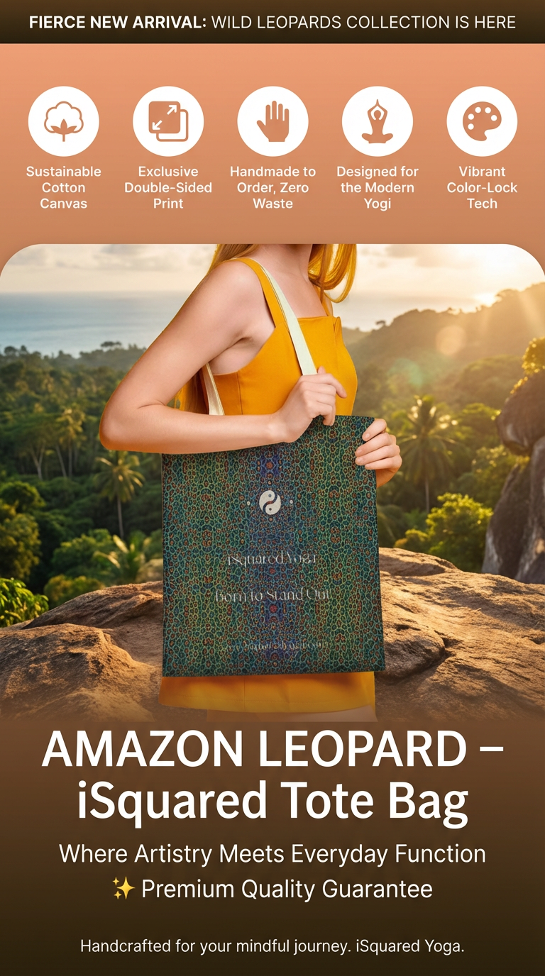 Tote bag with a vibrant Amazon leopard print in rich greens and blues, featuring soft shoulder straps, held by a model.