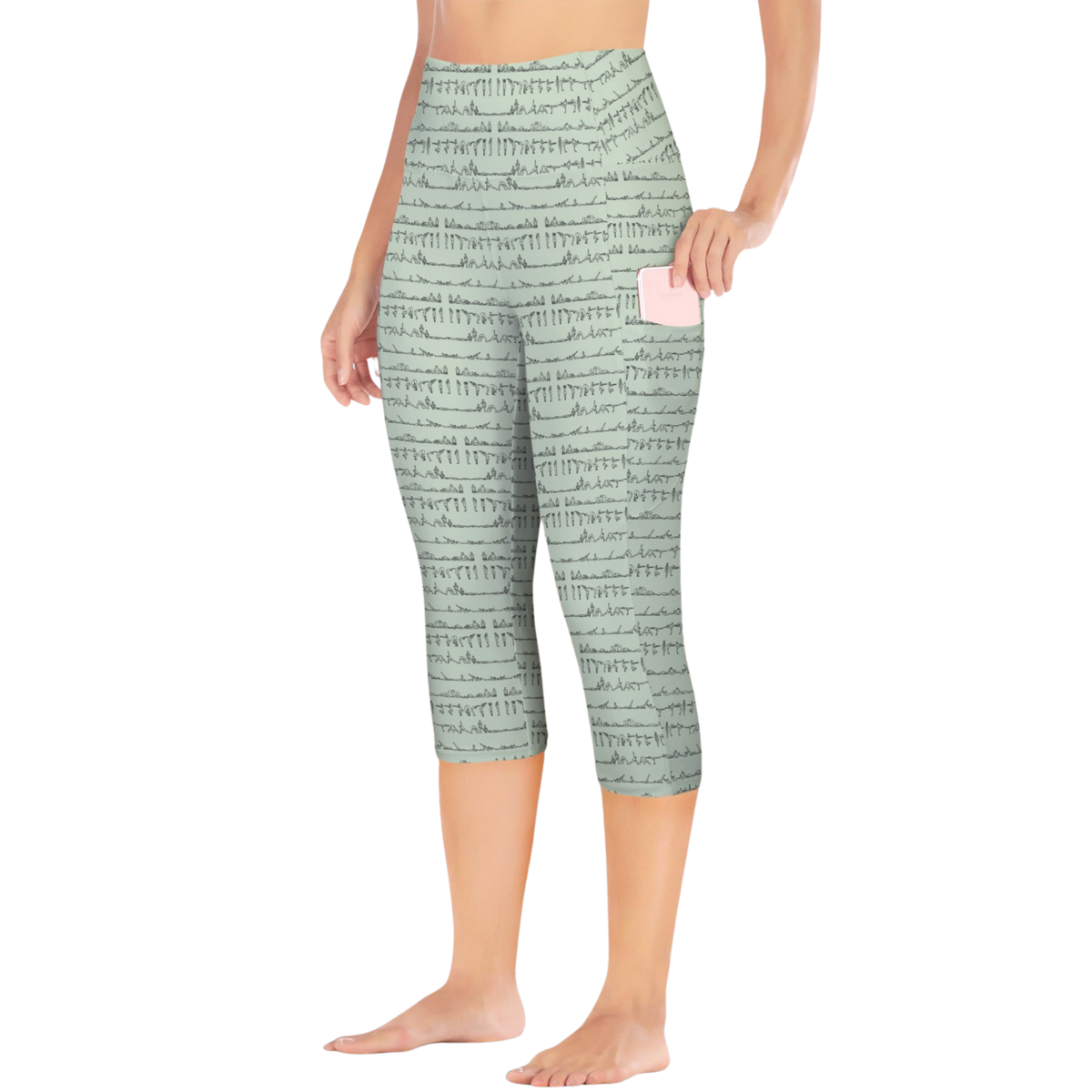 Bikram Pastel iSquared Pocket Capri leggings with high-rise waistband, mid-calf fit, and dual side pockets