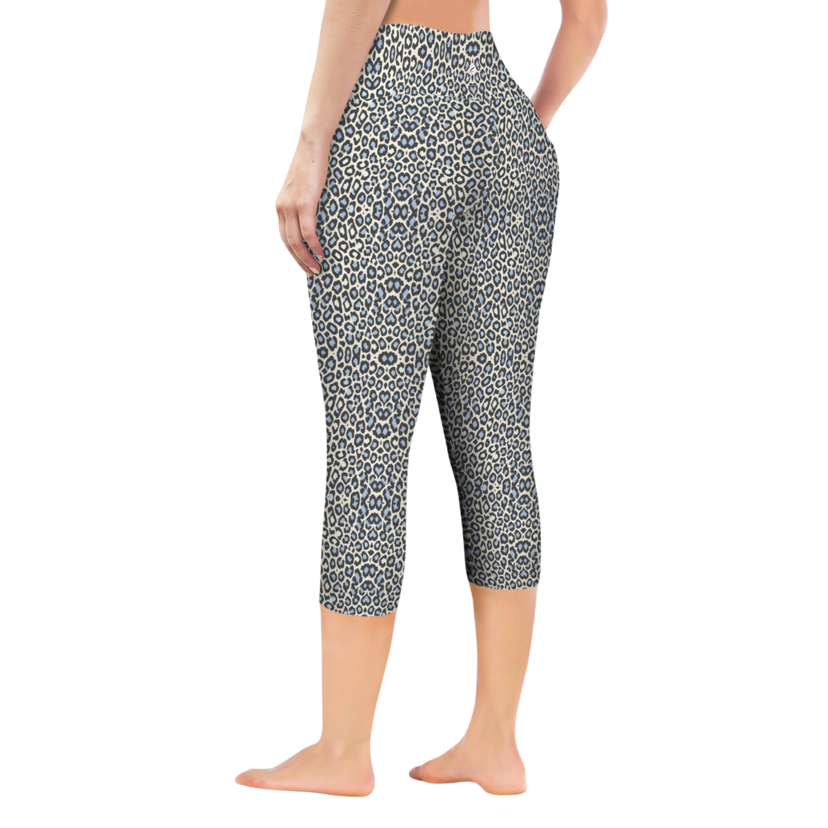 Wild Leopards iSquared Pocket Capri leggings with high-rise waist, mid-calf length, and two side pockets