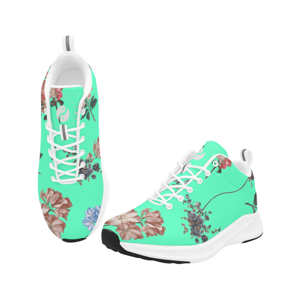 Botanicals - iSquared Men Runners in refreshing turquoise with floral patterns, featuring white laces and a durable outsole.