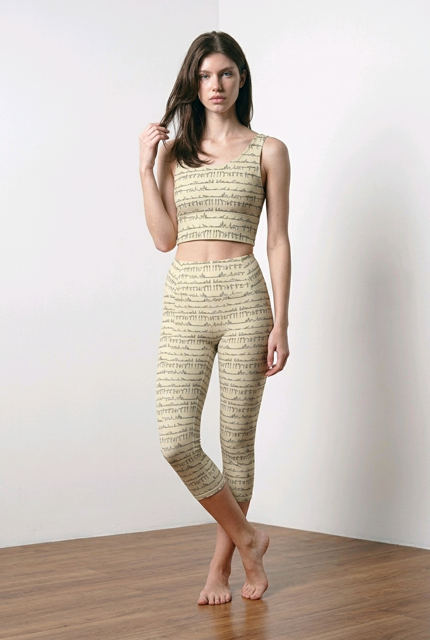Bikram Pastel iSquared Pocket Capri leggings with high-rise waistband, mid-calf fit, and dual side pockets