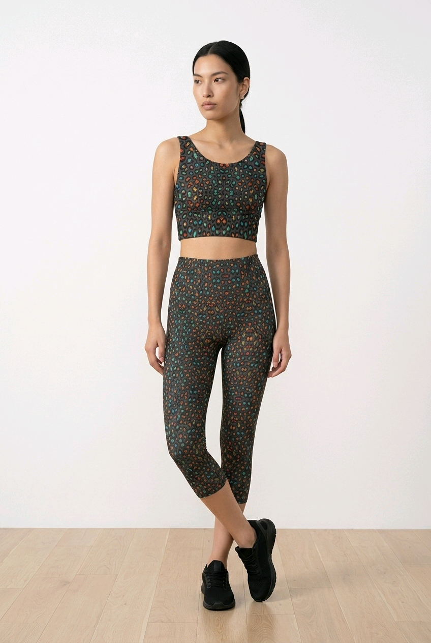 Wild Leopards iSquared Pocket Capri leggings with high-rise waist, mid-calf length, and two side pockets