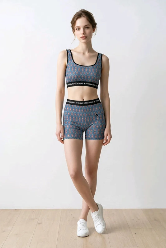 Jaipur Love iSquared Yoga Set with printed sports bra and leggings in moisture-wicking 78% polyester 22% spandex