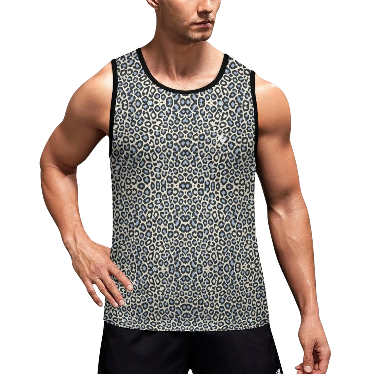 Sleeveless tank top featuring a classic leopard print in golden and black spots, tailored for a comfortable fit.