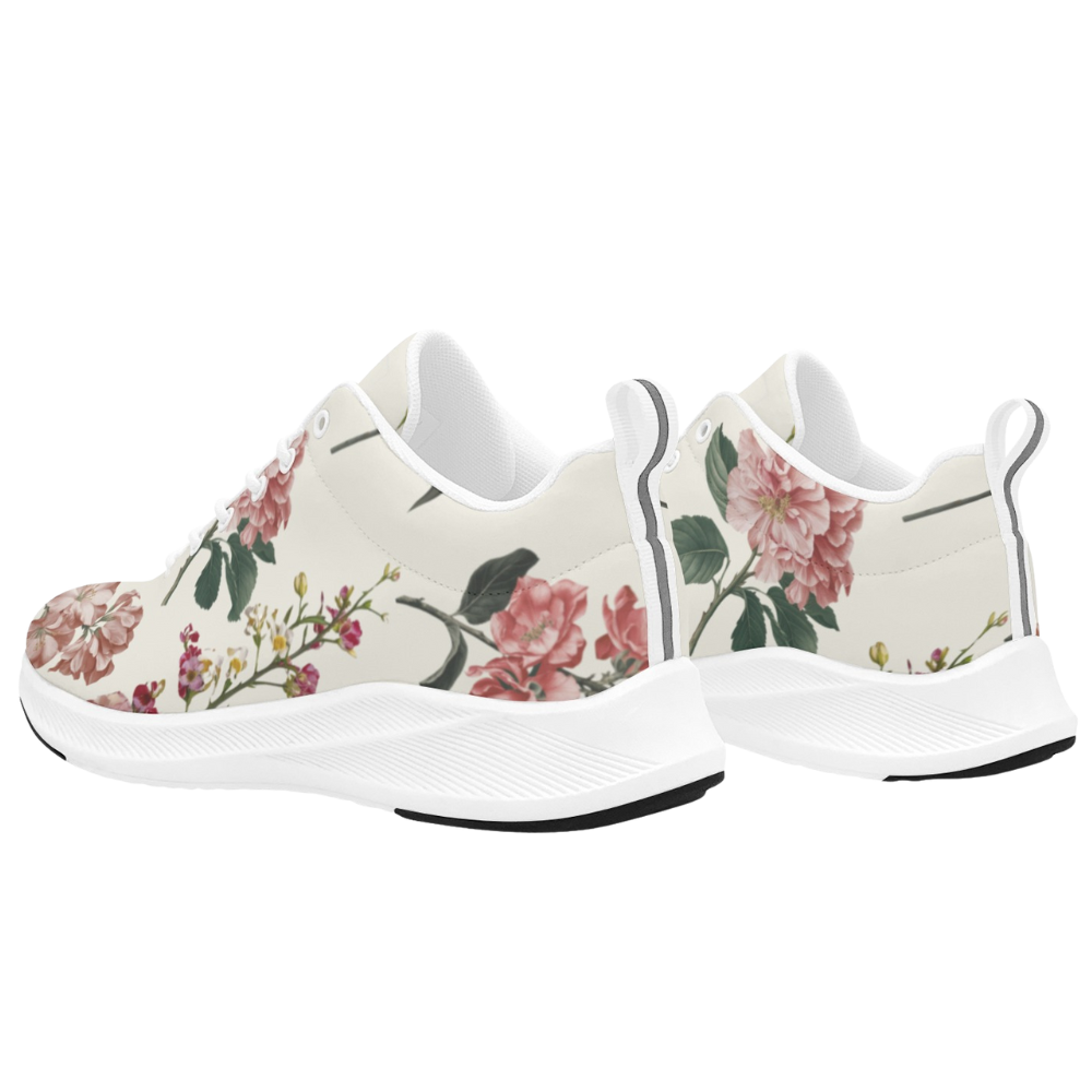 Botanicals iSquared Women Runners in beige with floral print, featuring a breathable faux suede upper and rubber outsole.