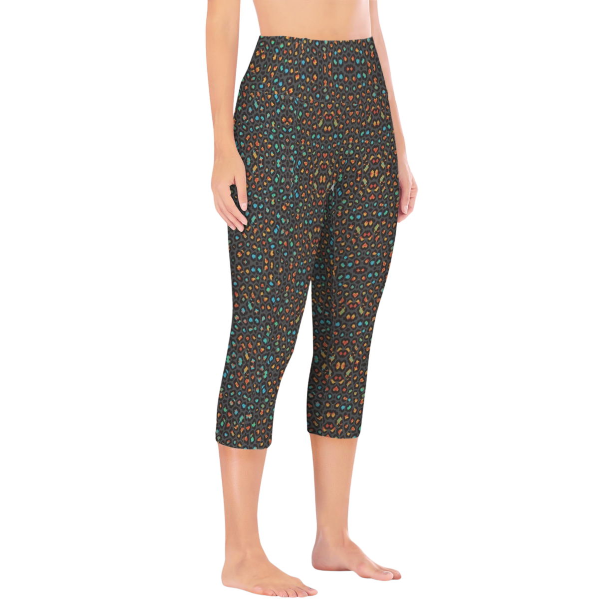Wild Leopards iSquared Pocket Capri leggings with high-rise waist, mid-calf length, and two side pockets