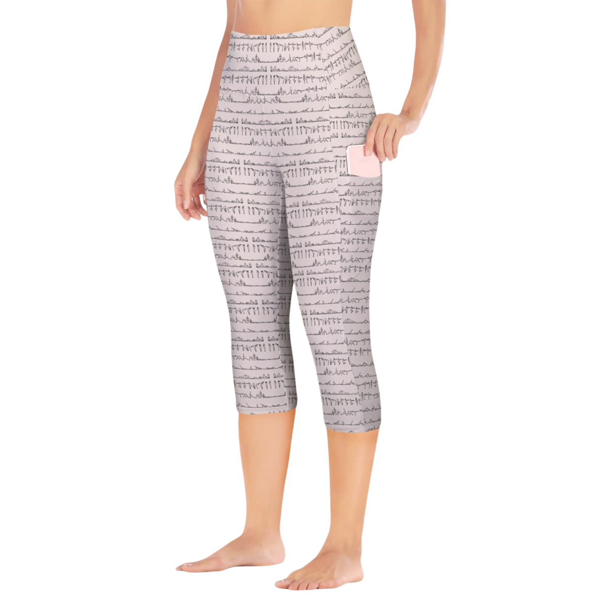 Bikram Pastel iSquared Pocket Capri leggings with high-rise waistband, mid-calf fit, and dual side pockets