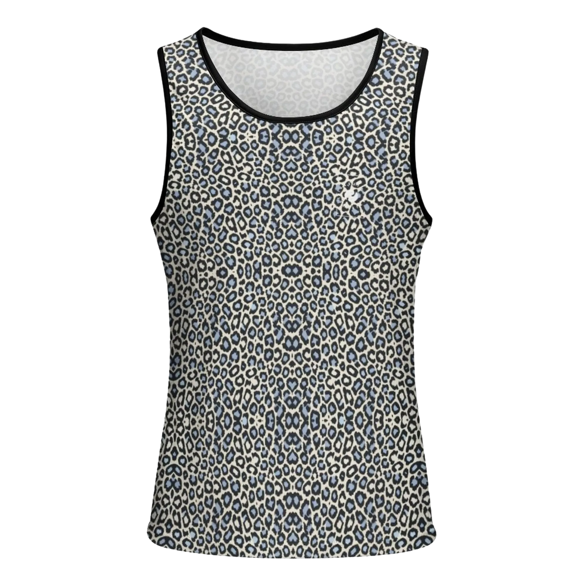 Wild Leopards tank top featuring a sleeveless design with a classic leopard print in gold and black spots against a cream background.