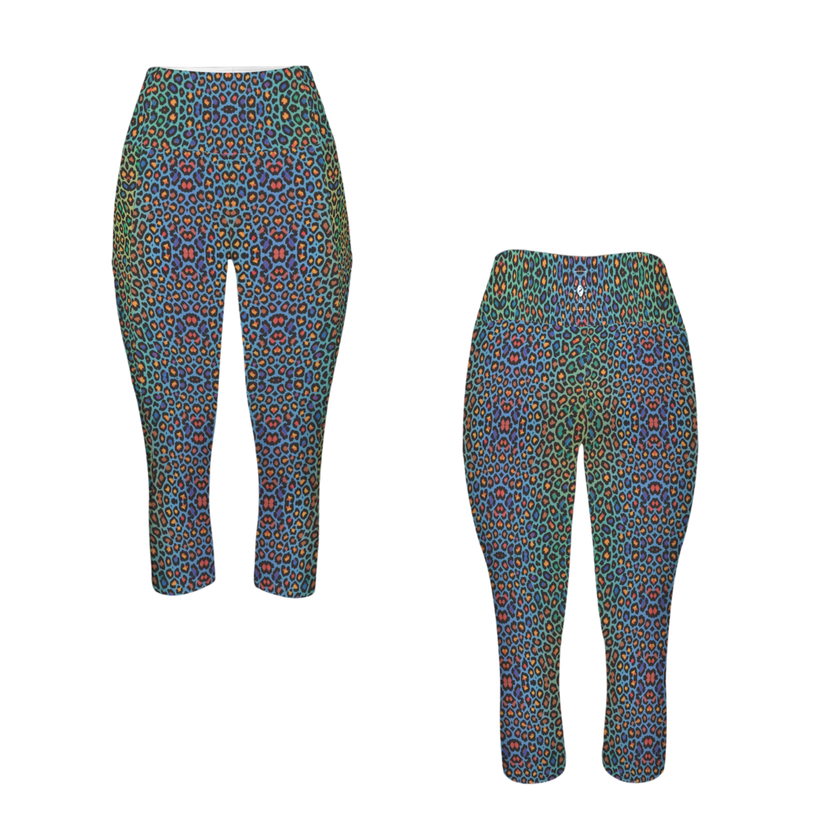 Wild Leopards iSquared Pocket Capri leggings with high-rise waist, mid-calf length, and two side pockets
