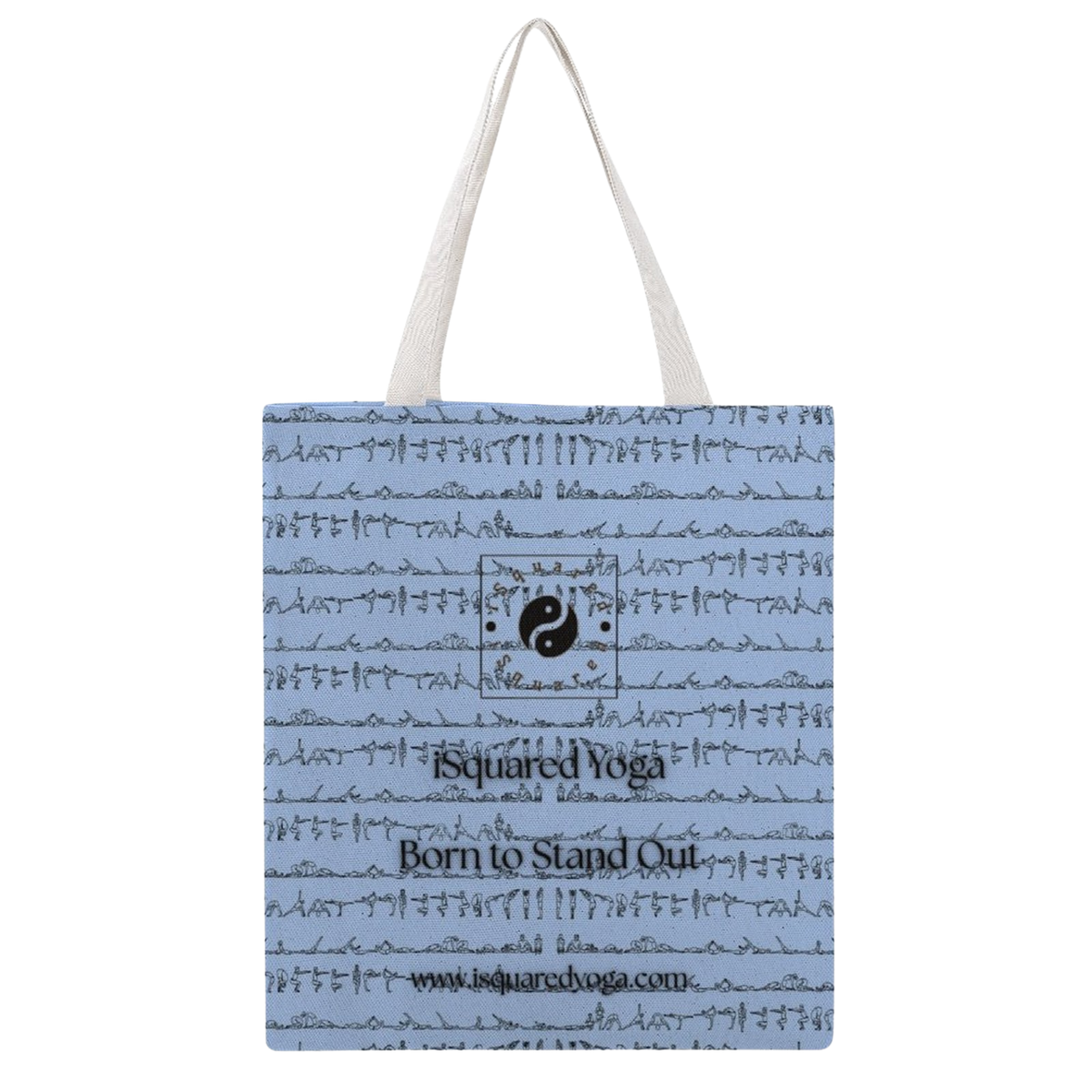 Bikram Pastel iSquared Yoga tote bag in 100% cotton canvas with double-sided 26-posture Bikram series print