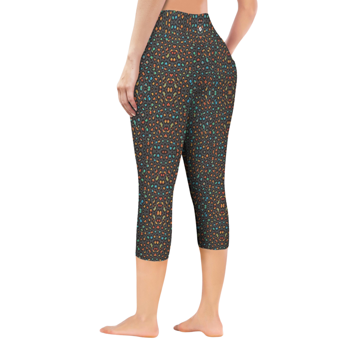 Wild Leopards iSquared Pocket Capri leggings with high-rise waist, mid-calf length, and two side pockets