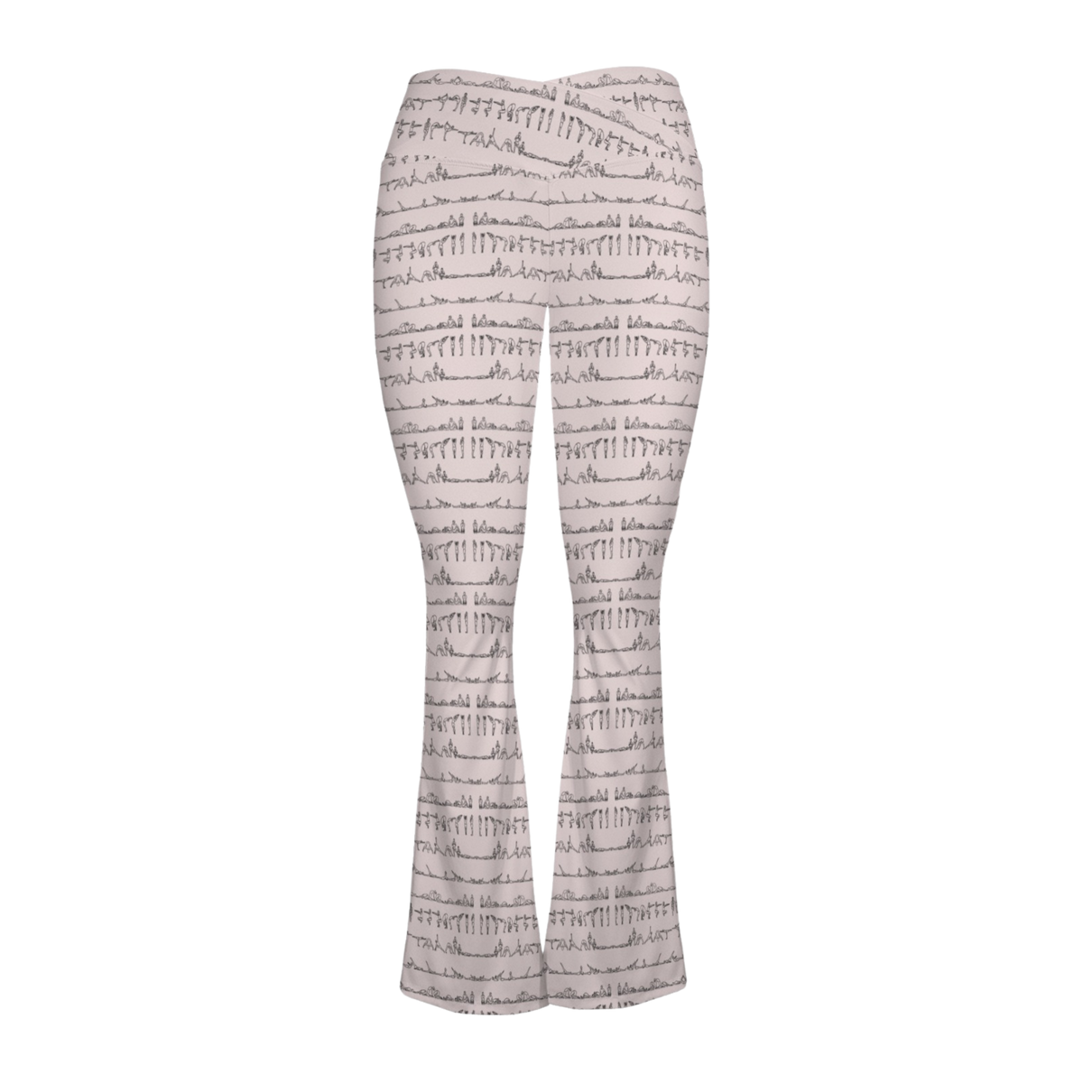 Bikram Pastel Cross Waisted Flare Leggings with crossover waistband, V seam, and flare leg silhouette
