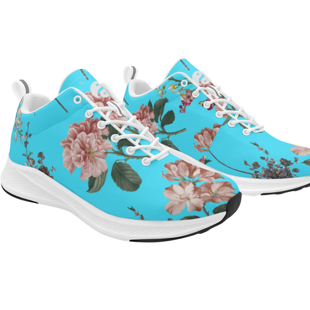 Botanicals iSquared Women Runners in refreshing turquoise with floral patterns, featuring a cushioned rubber outsole.