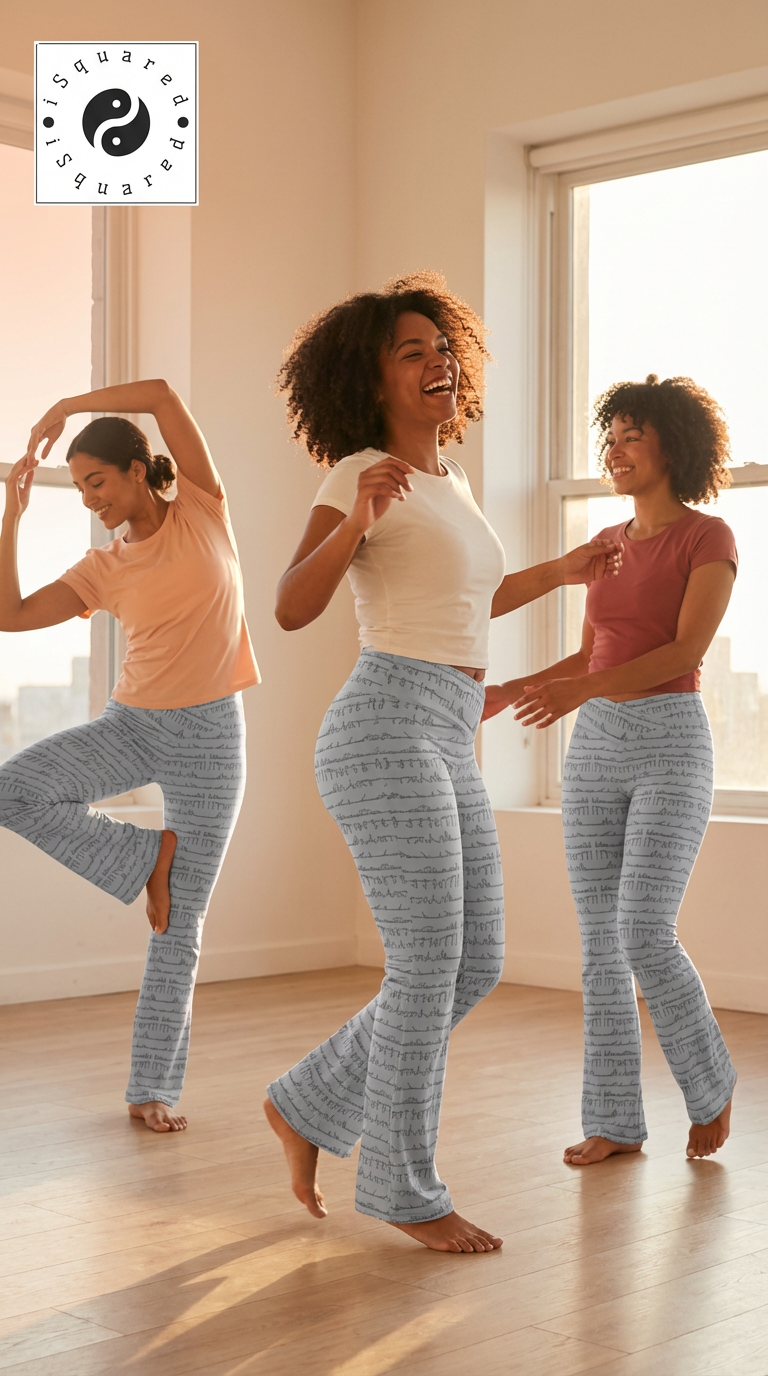 Bikram Pastel Cross Waisted Flare Leggings with crossover waistband, V seam, and flare leg silhouette