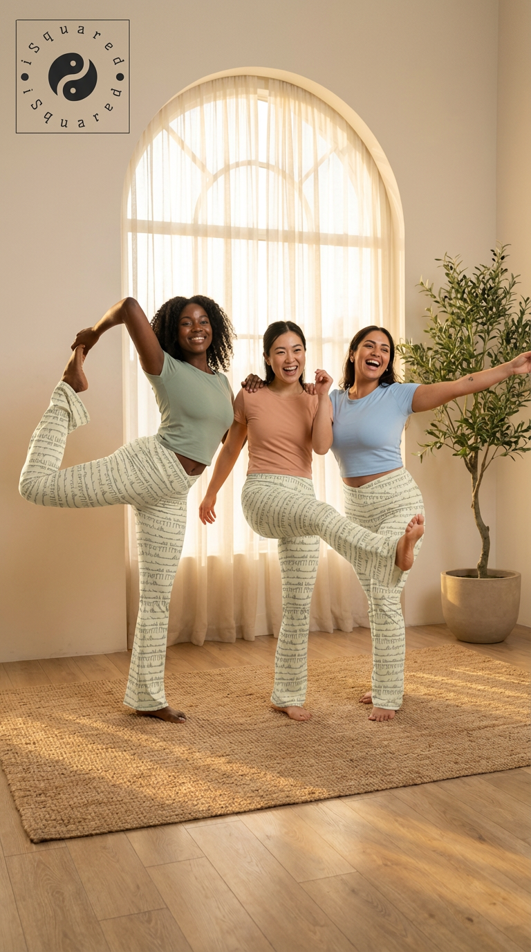Bikram Pastel Cross Waisted Flare Leggings with crossover waistband, V seam, and flare leg silhouette