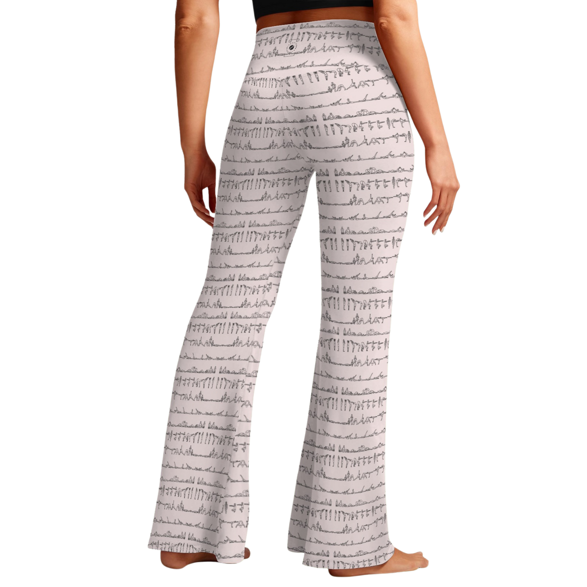 Bikram Pastel Cross Waisted Flare Leggings with crossover waistband, V seam, and flare leg silhouette