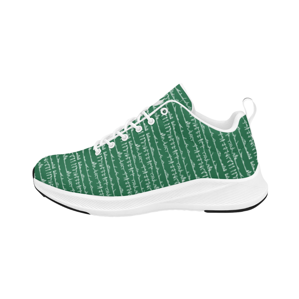 Bikram Ember iSquared Men Runners in green with white accents, featuring a textured pattern and breathable faux suede.