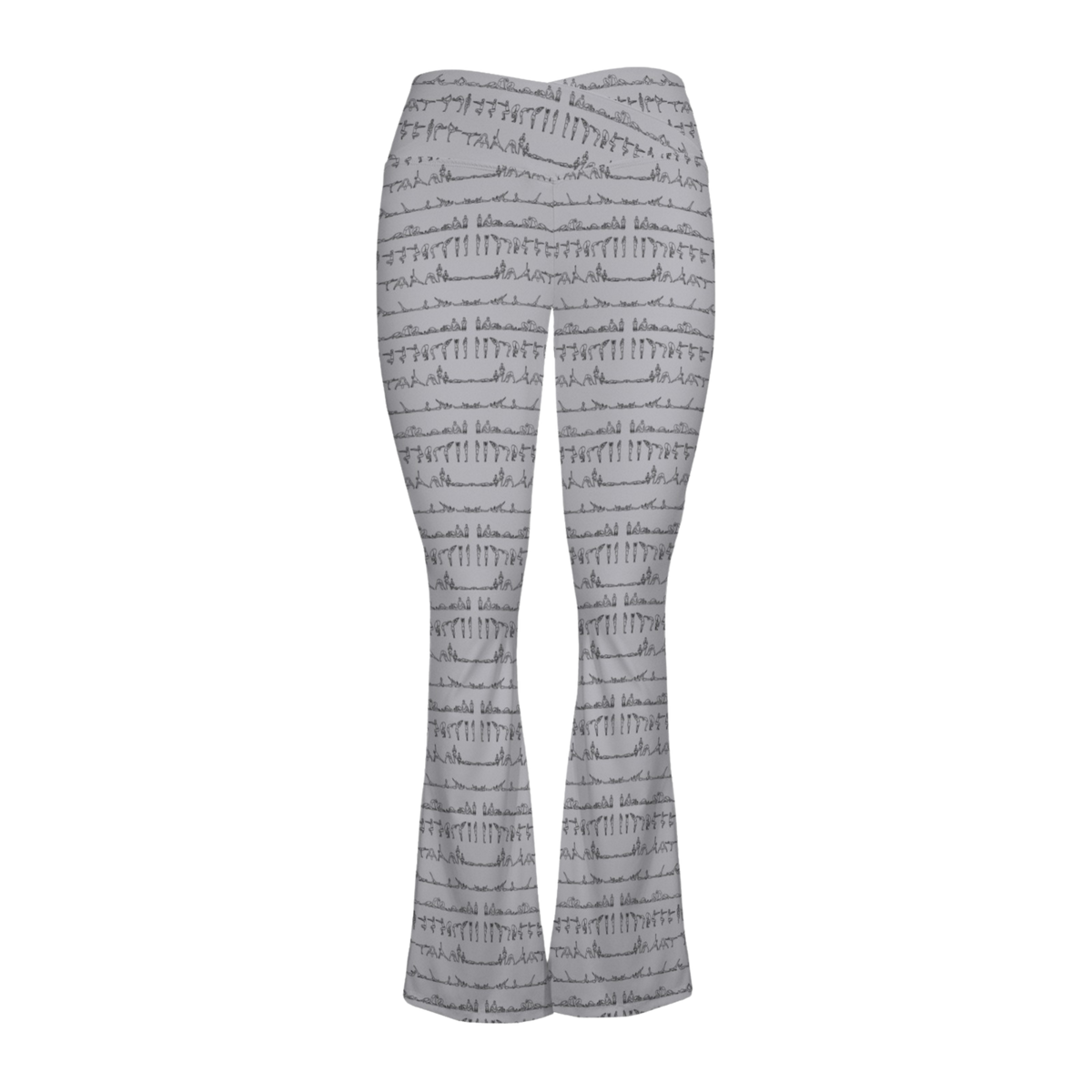 Bikram Pastel Cross Waisted Flare Leggings with crossover waistband, V seam, and flare leg silhouette