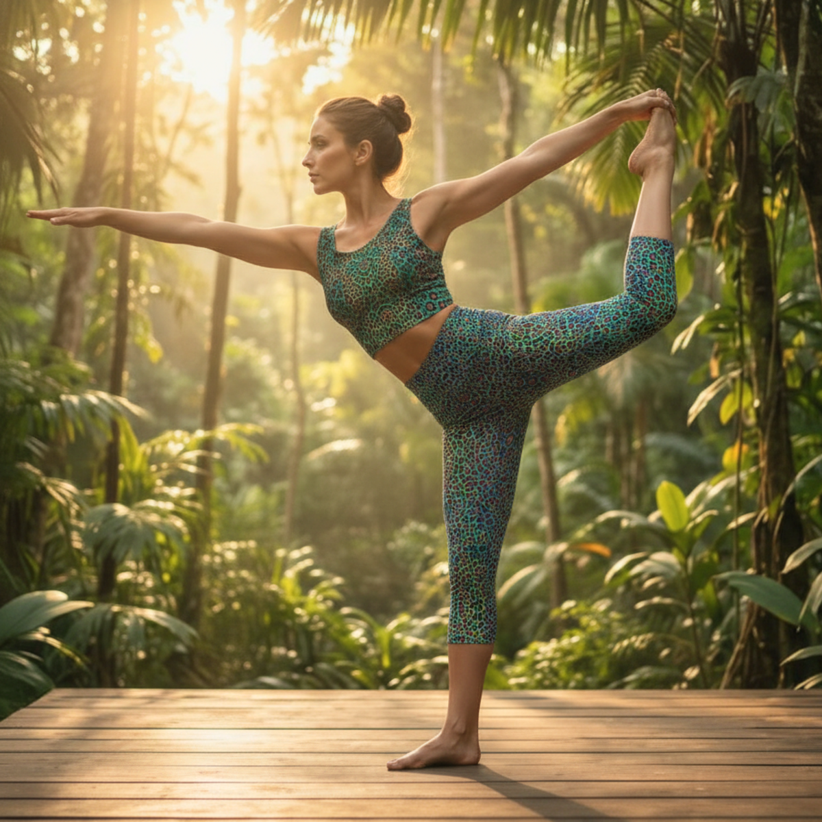 Wild Leopards iSquared Pocket Capri leggings with high-rise waist, mid-calf length, and two side pockets