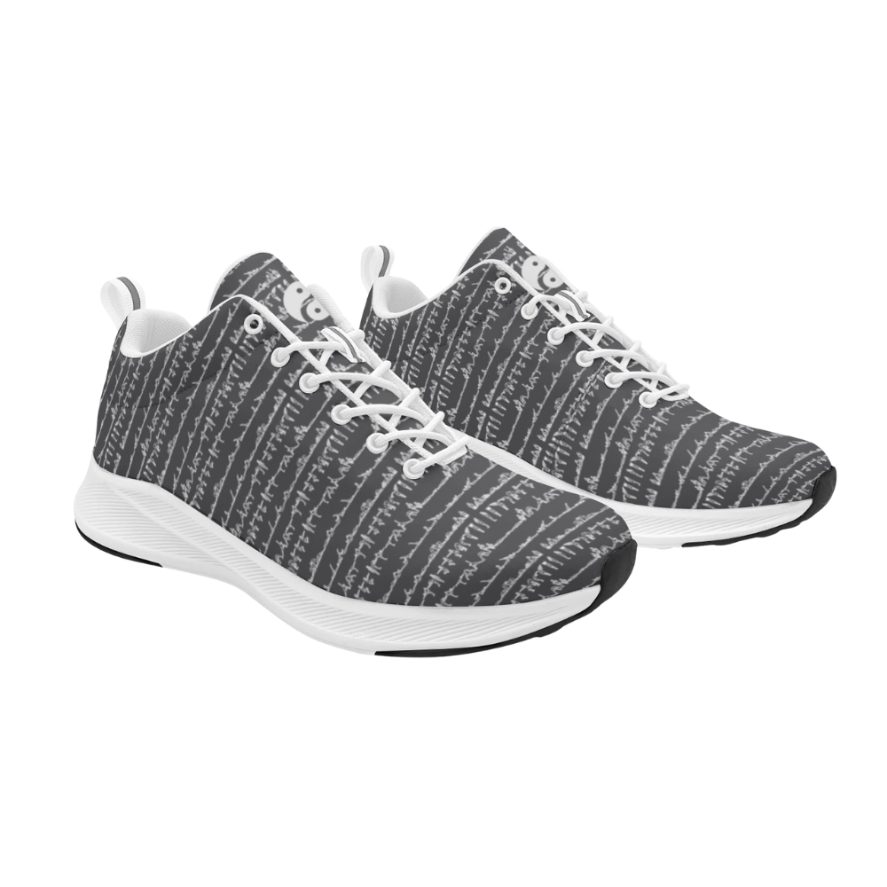 Bikram Ember iSquared Men Runners featuring a black and white textured pattern, breathable faux suede, and reflective details.