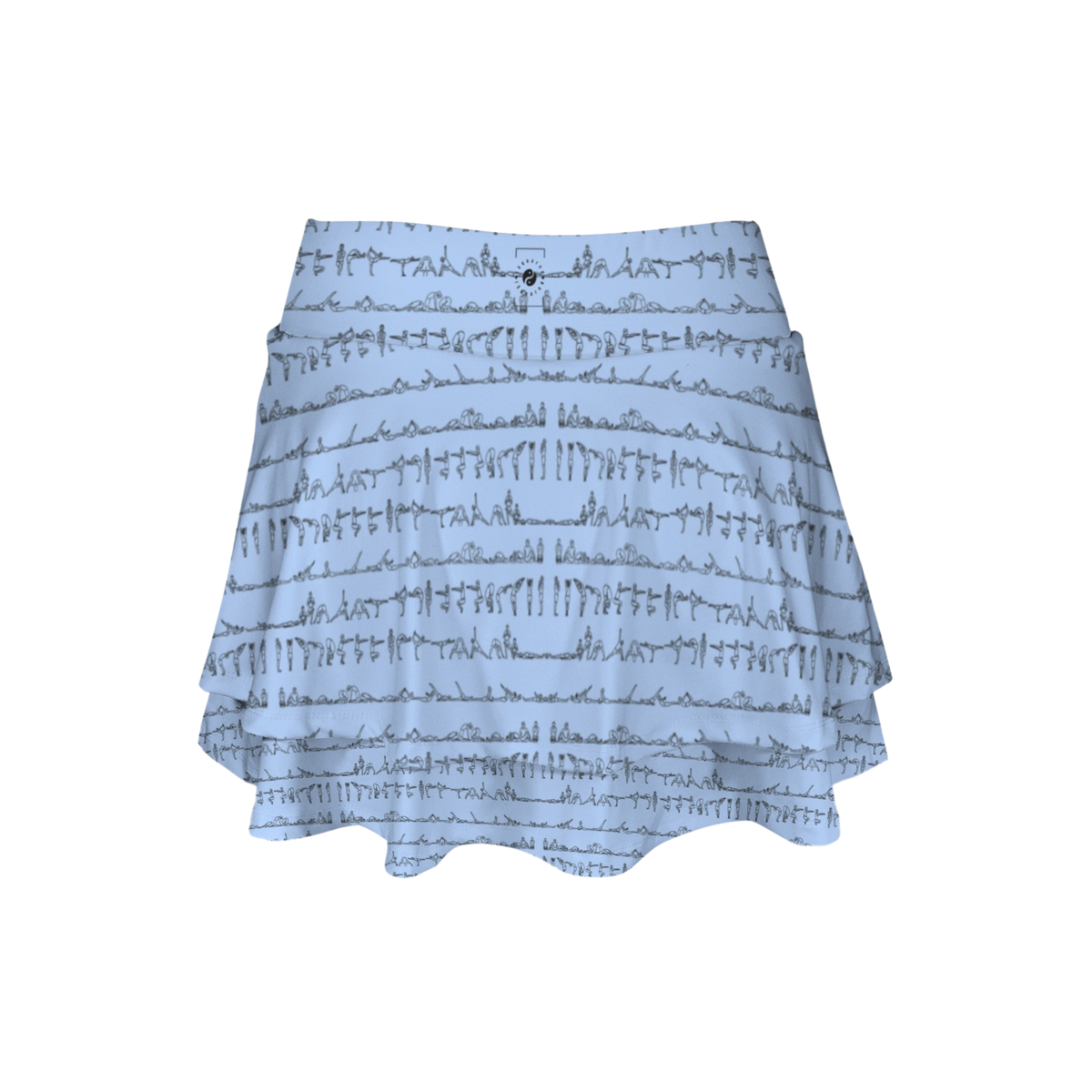 Bikram Pastel iSquared Ruffle Skirt with high waist, layered ruffle hem, and built-in shorts liner