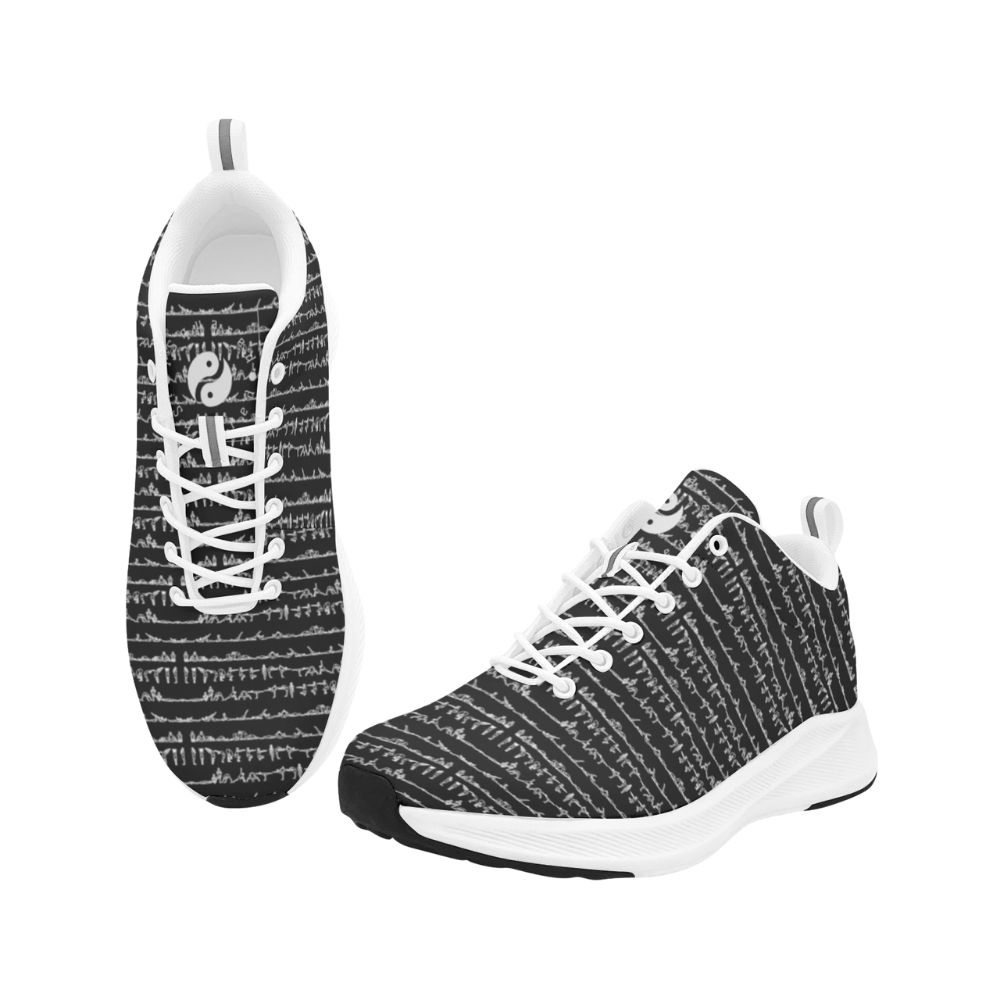 Bikram Ember iSquared Men Runners in black and white, featuring a textured pattern and breathable faux suede construction.