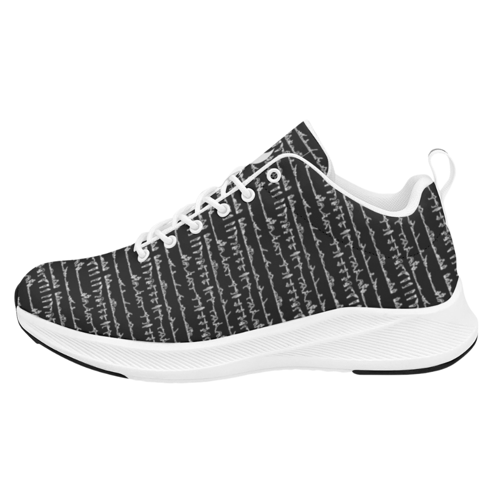 Bikram Ember iSquared Women's Runners in a dark pattern with white accents, featuring a breathable faux suede design.