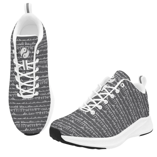 Bikram Ember iSquared Women Runners in grey with a textured pattern and white accents, featuring a cushioned tongue and laces.