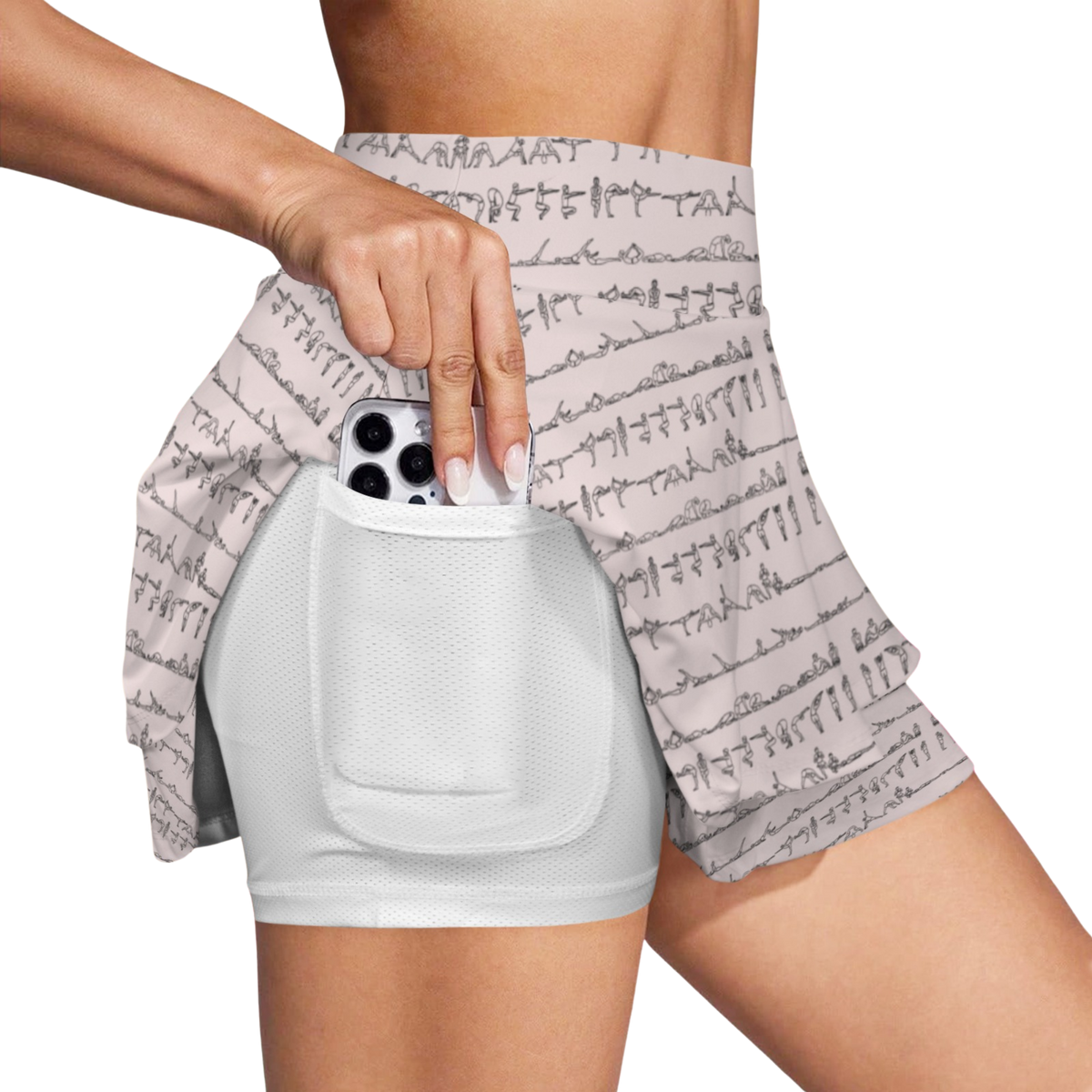 Bikram Pastel iSquared Ruffle Skirt with high waist, layered ruffle hem, and built-in shorts liner