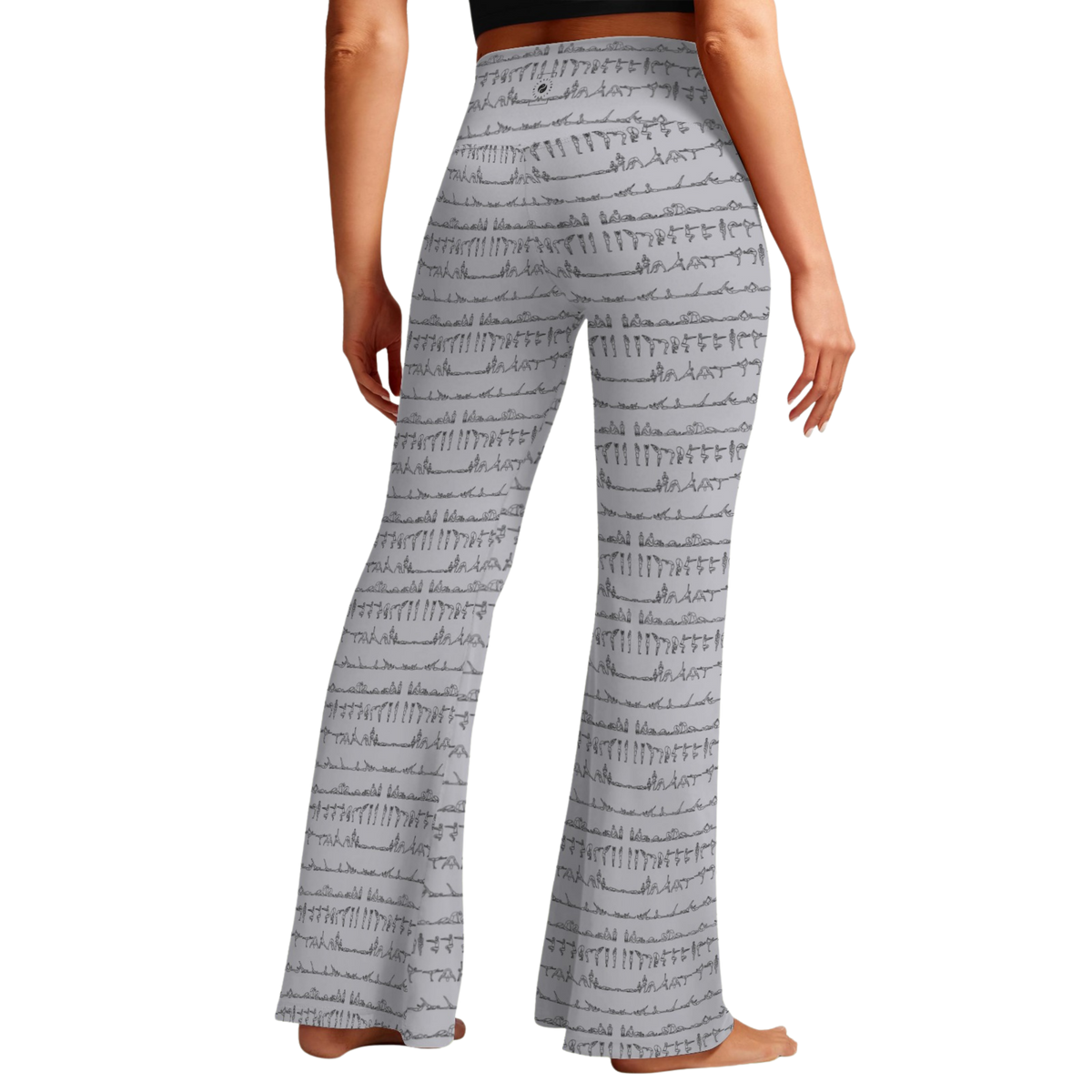 Bikram Pastel Cross Waisted Flare Leggings with crossover waistband, V seam, and flare leg silhouette