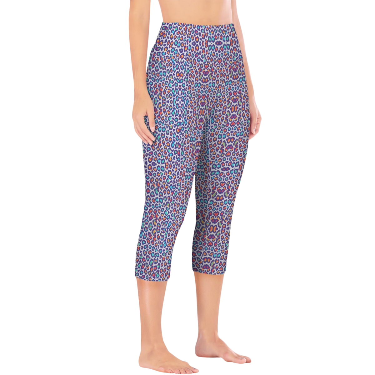 Wild Leopards iSquared Pocket Capri leggings with high-rise waist, mid-calf length, and two side pockets