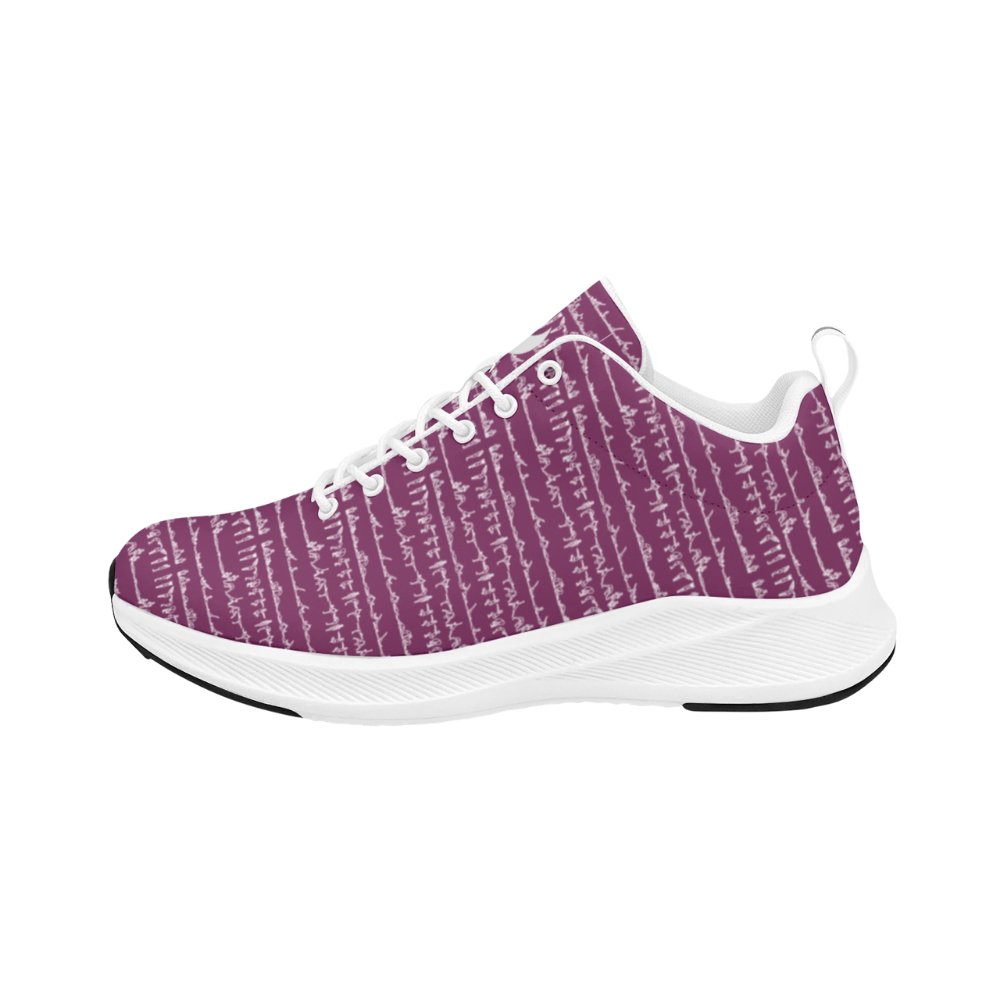 Bikram Ember iSquared Men Runners featuring a textured purple upper, white laces, and a sleek white outsole.