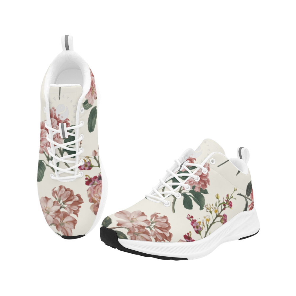 Floral-patterned iSquared Men Runners featuring soft cream faux suede and a black rubber outsole.