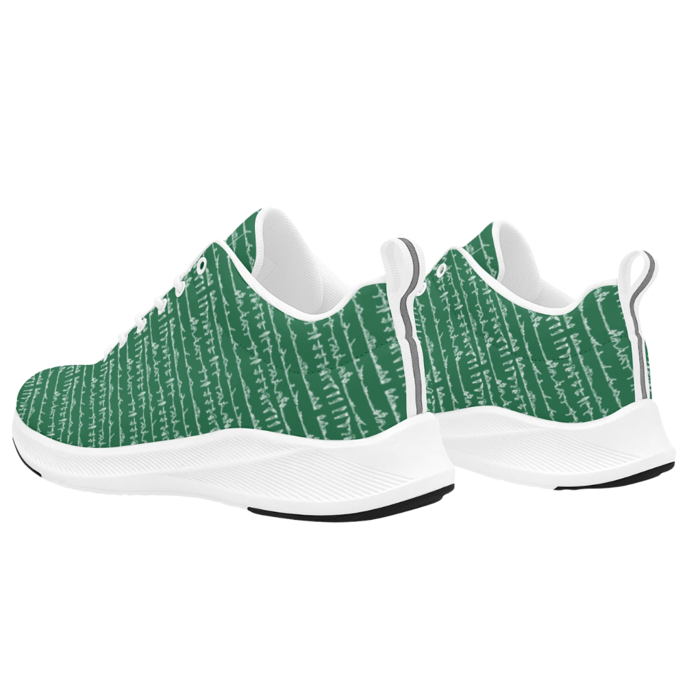 Bikram Ember iSquared Women Runners in green with white accents, featuring a textured design and cushioned soles.