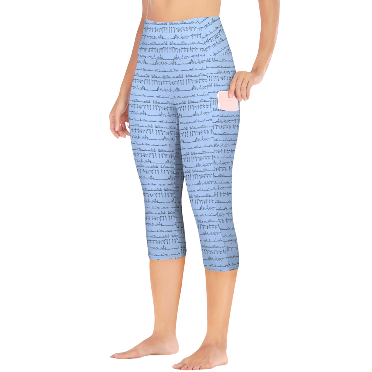 Bikram Pastel iSquared Pocket Capri leggings with high-rise waistband, mid-calf fit, and dual side pockets