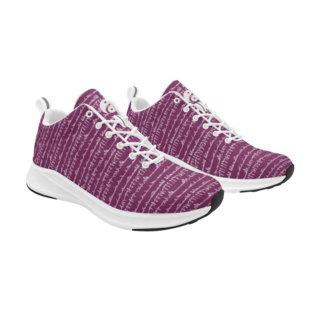 Bikram Ember iSquared Men Runners featuring a purple patterned design with white laces and soles, suitable for casual wear.