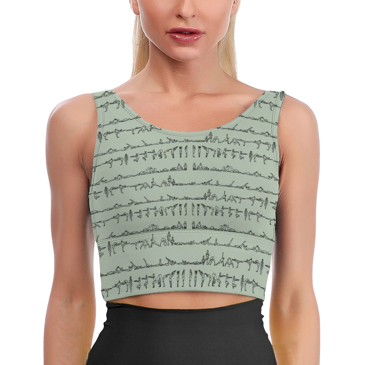 Bikram Pastel iSquared Crop Top with U-back, removable pads, cropped fit, and pastel all-over print