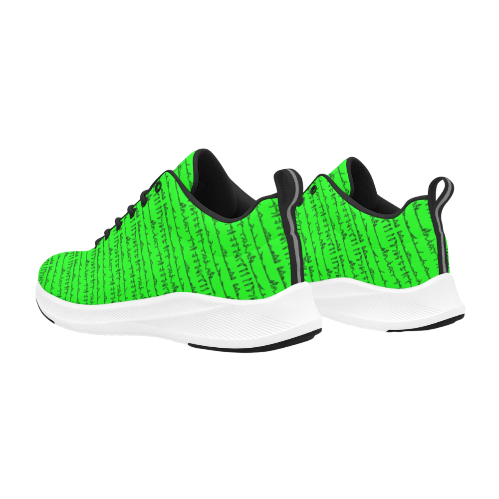 Bright green iSquared Men Runners featuring a textured pattern, black accents, and a white sole for a stylish, modern look.