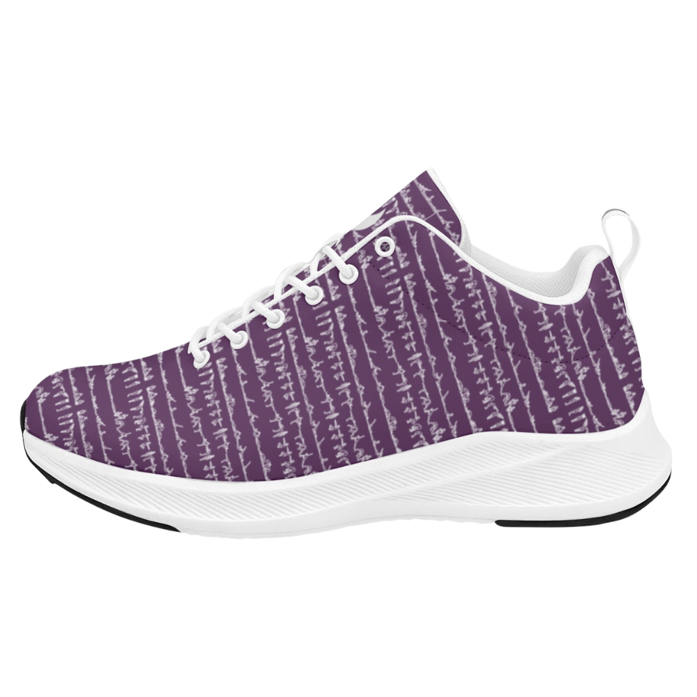 Bikram Ember iSquared Women Runners in purple with a textured pattern and white sole, featuring lace-up design and breathable material.